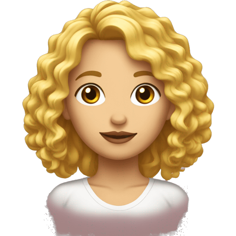 Chica rubia pelo rizado flequillo emoji