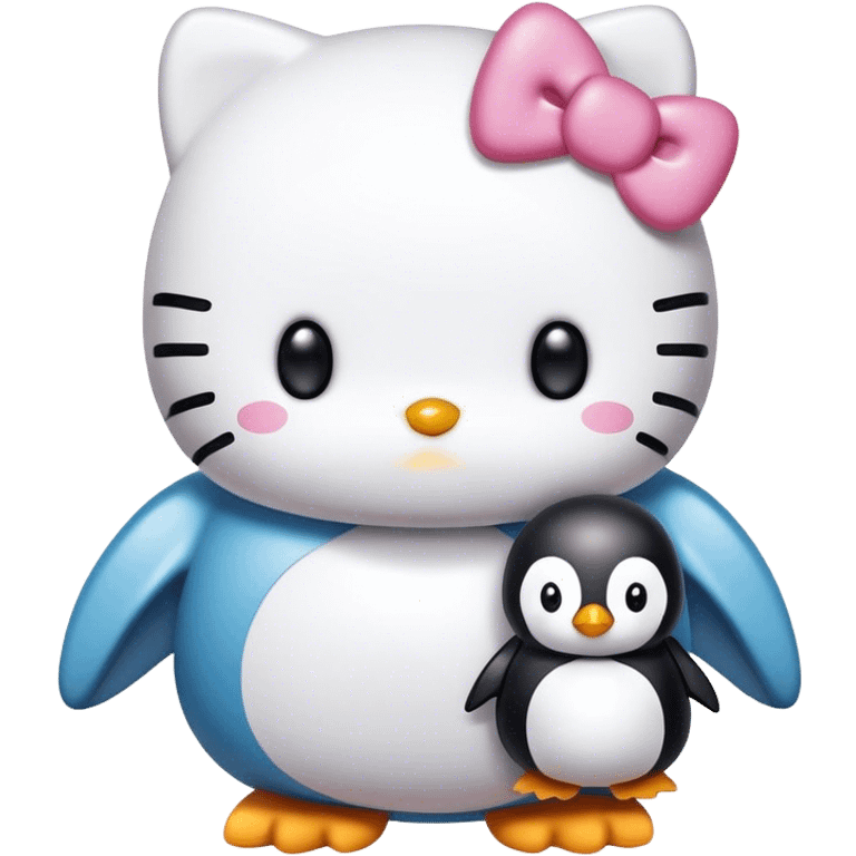 hello kitty holding penguin emoji