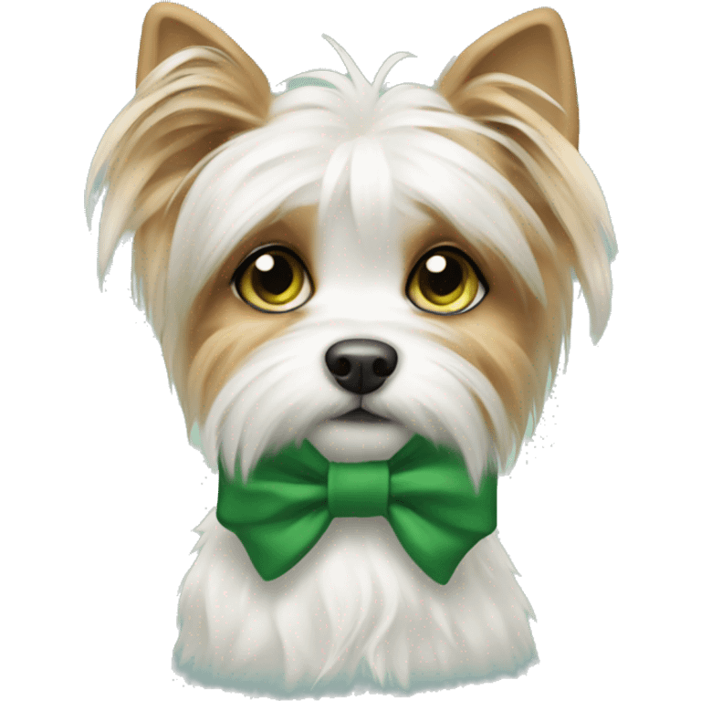 Biewer dog with green bow emoji