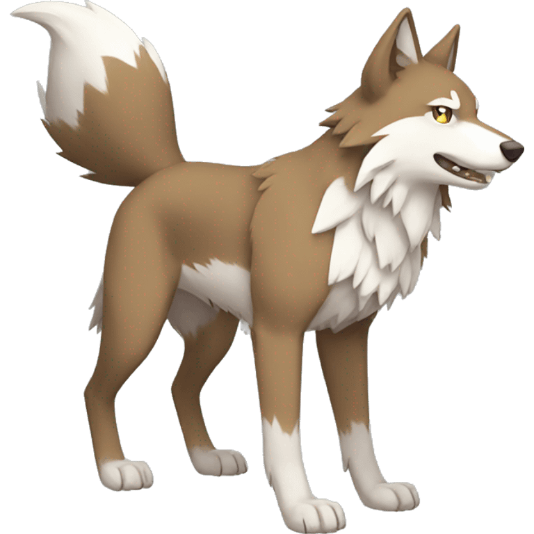 Brown and White Wolf Pokémon Full Body emoji