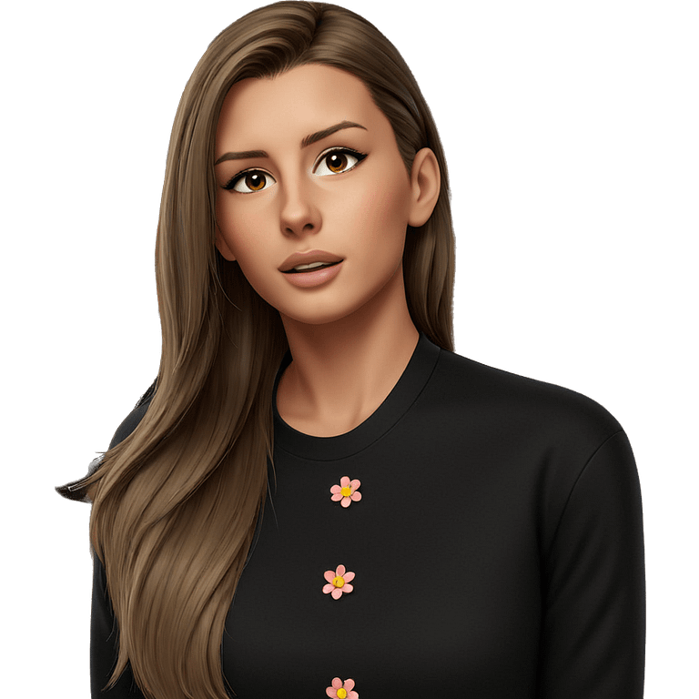 girl with brown hair flowers emoji