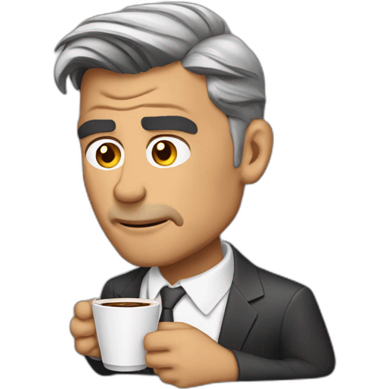 George Clooney crying with coffee emoji