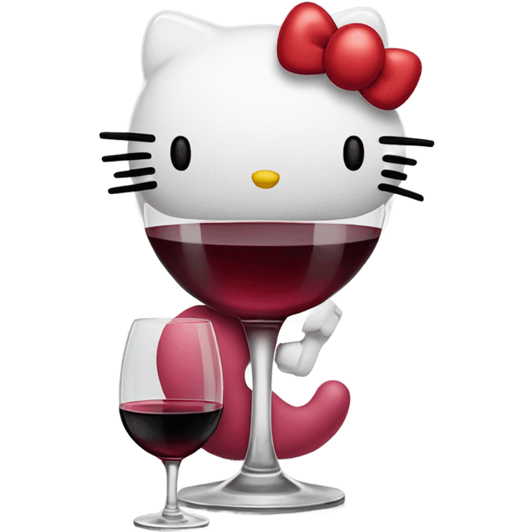 Hello Kitty drinking red wine emoji