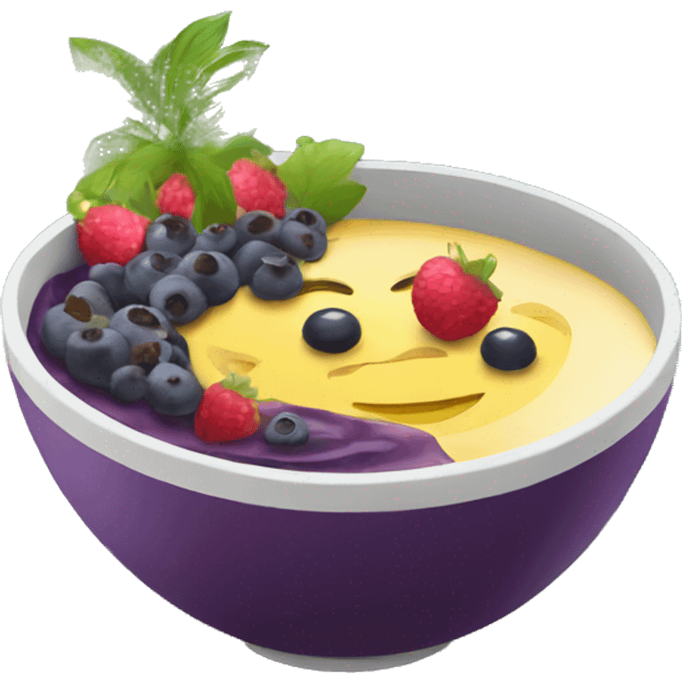 create using my image drinking acai in a bowl sitting on the beach emoji