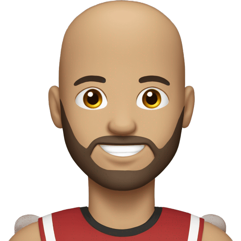 Bald football player with beard, brown eyes, black sport tshirt emoji