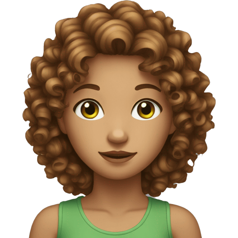 brown curly hair girl with green eyes emoji