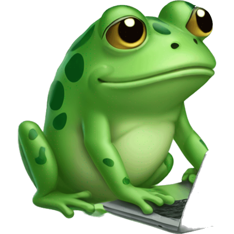 Cute frog working hard emoji