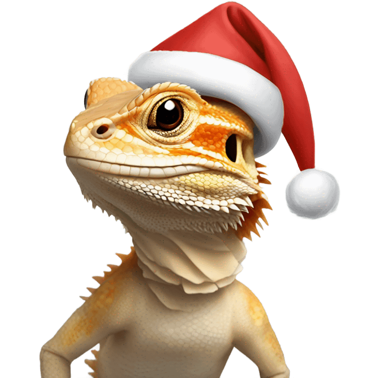 A bearded dragon with a Santa hat emoji