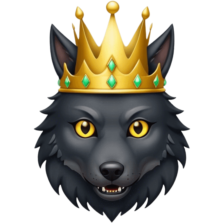 Scary Evil Black Wolf with Gold Crown emoji