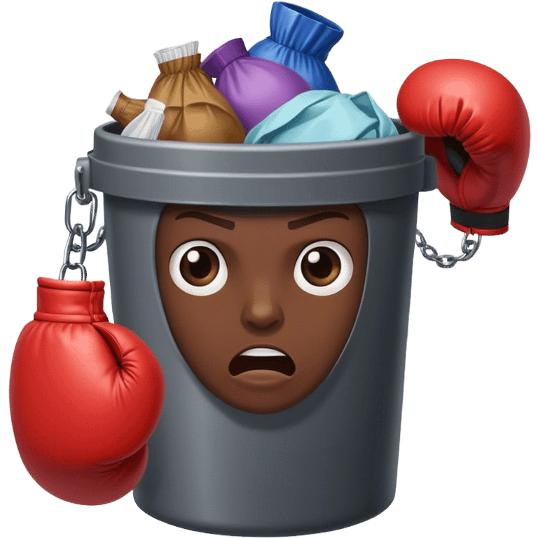 A garbage can that's boxing emoji