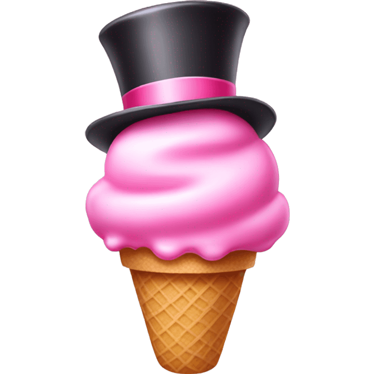 Pink Ice cream with a top hat emoji