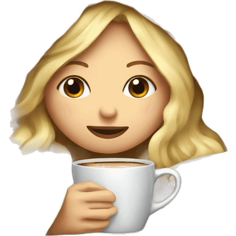 girl inside a blanket sipping coffee eyes closed blonde emoji