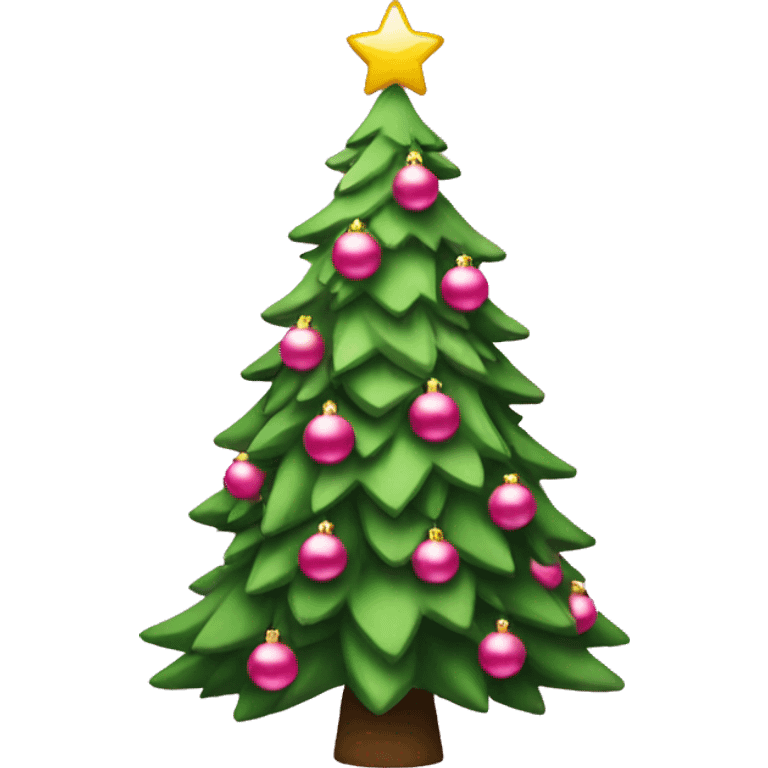 christmas tree with pink ornaments emoji