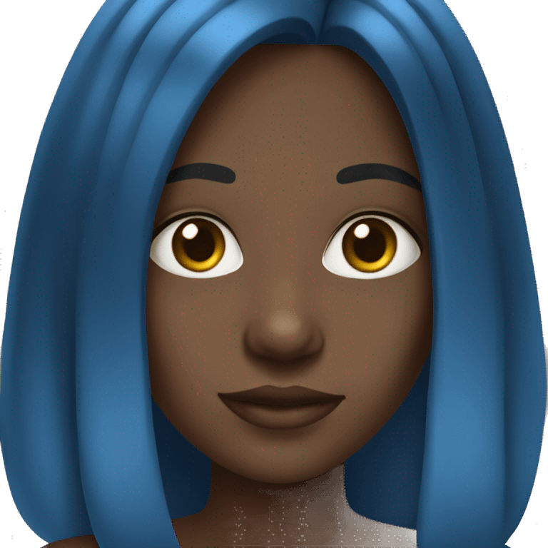 Black girl with blue long hair emoji