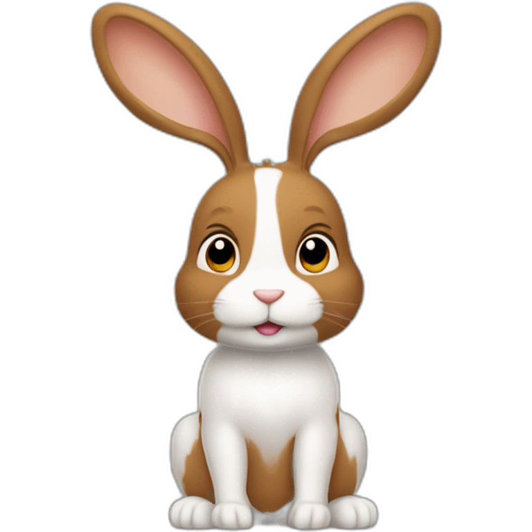 Un lapin couleue marron clair, oreilles qui pendent avec une petite tache blanche circulaire sur la crane  emoji