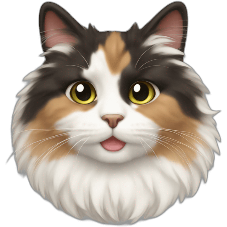 Tricolor fluffy cat emoji