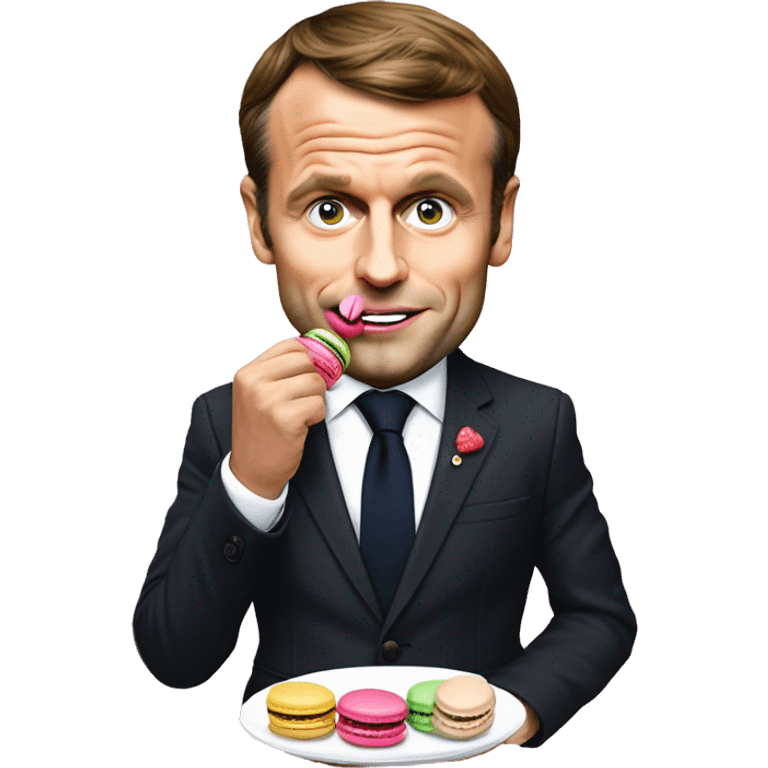 emmanuel macron eating macaron emoji