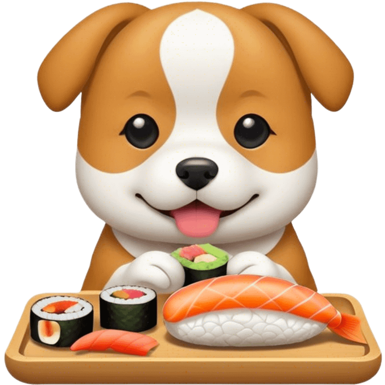 dog eating sushi emoji