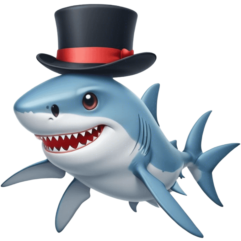 Shark with a top hat emoji