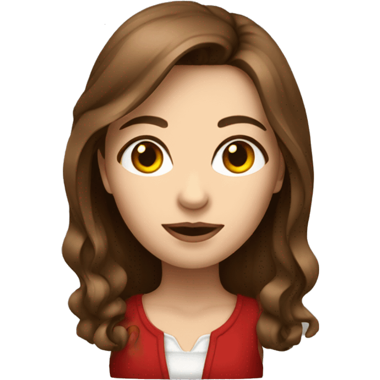 Designer Girl with brown hair and earing Red glass emoji