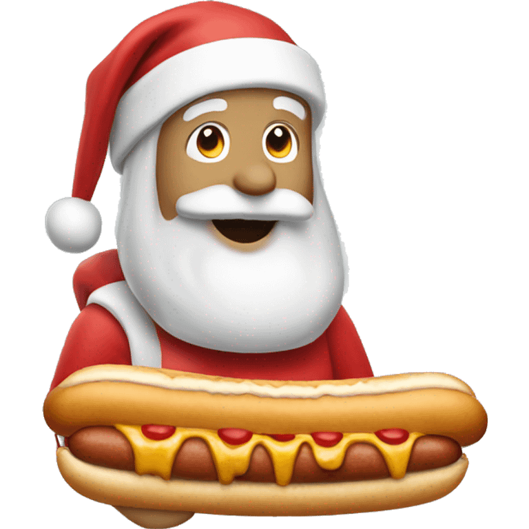 santa eating a hotdog emoji