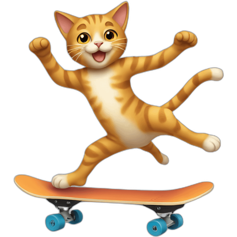 Cat doing a kickflip emoji