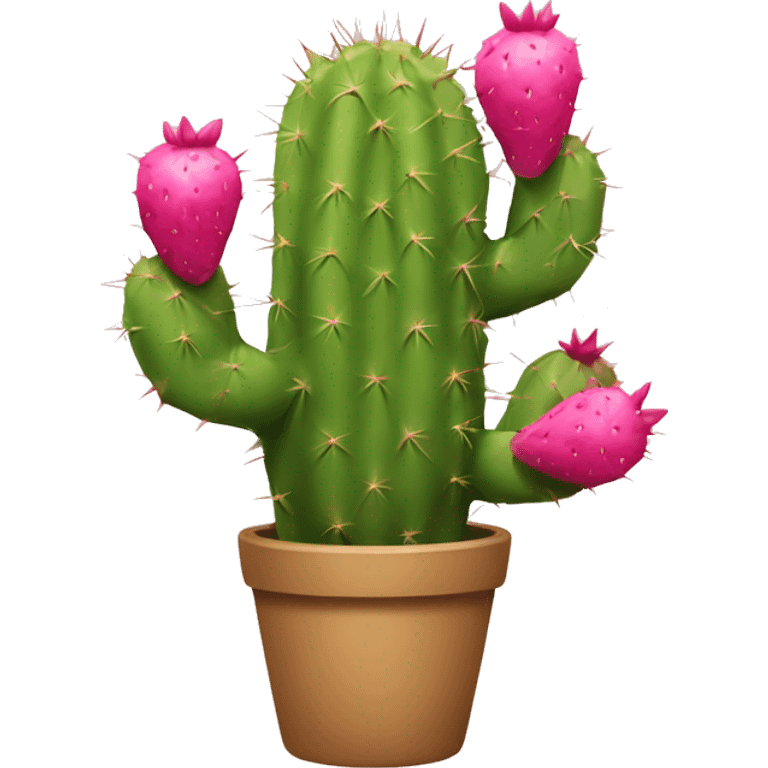 prickly cactus with pink pear fruit on top emoji