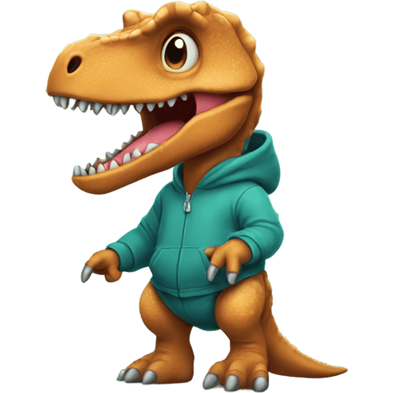 Dinosaur wearing hoodie emoji