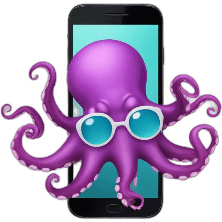 Octopus with smartphone emoji