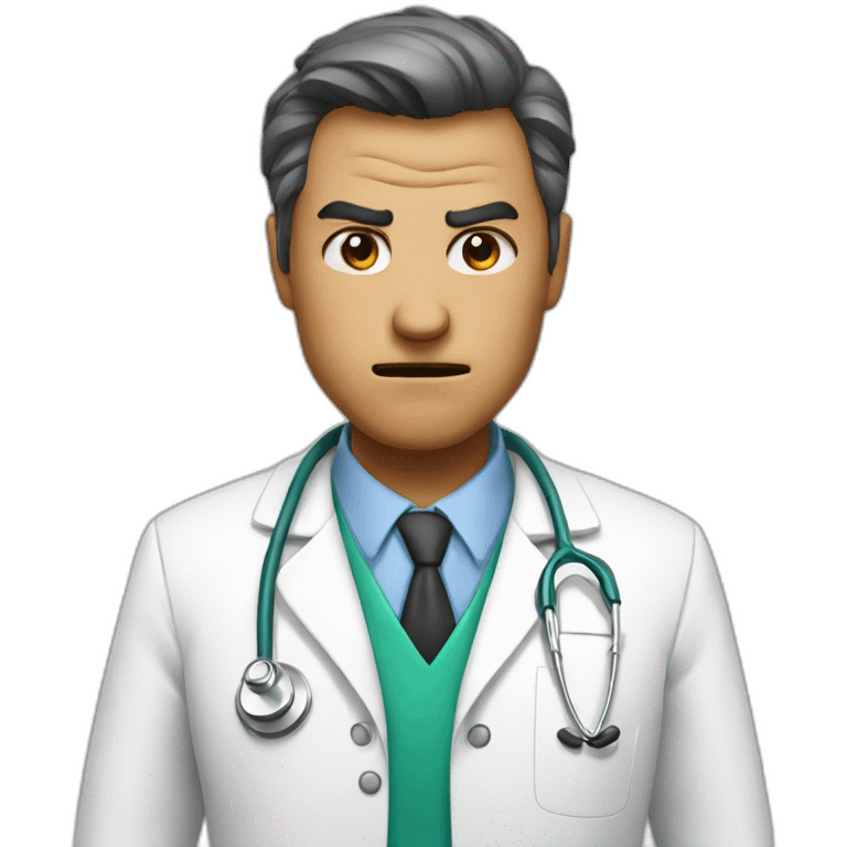 Doctor with angry face emoji