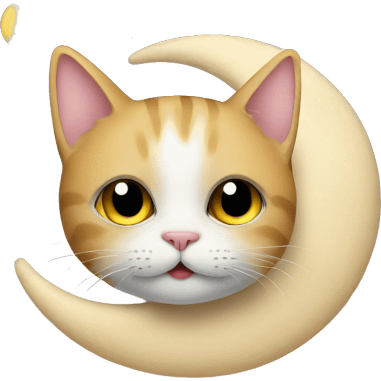 cat on moon with stars emoji