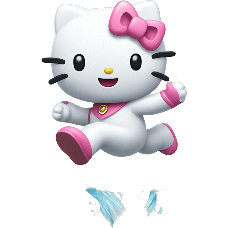 Hello kitty jumping over water emoji