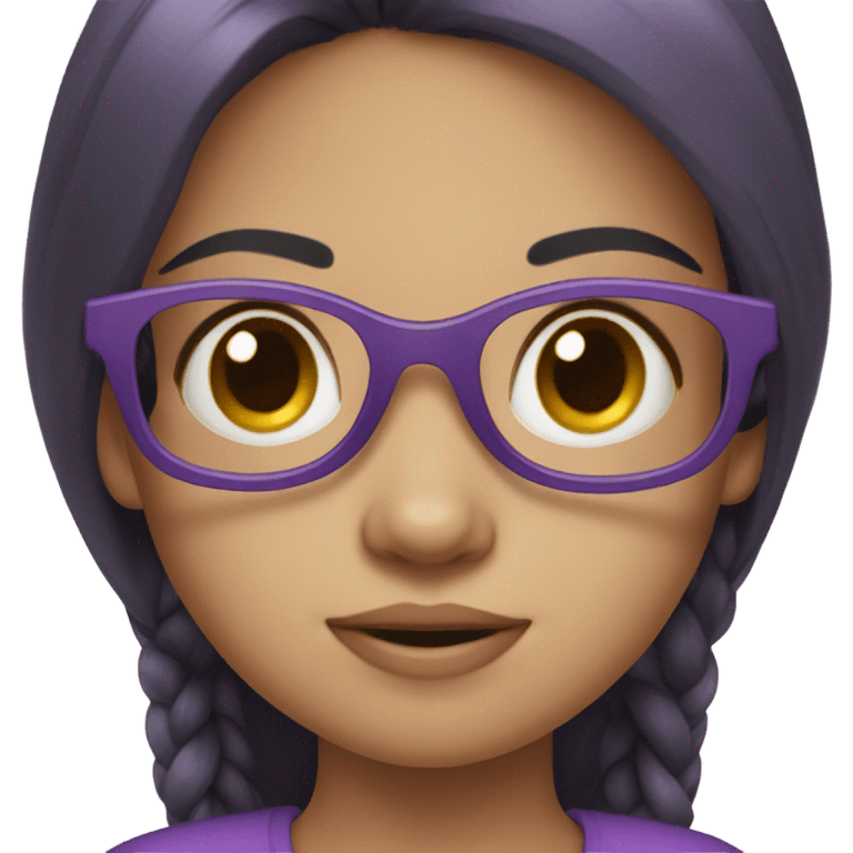 pale little girl in purple glasses and dark hair emoji