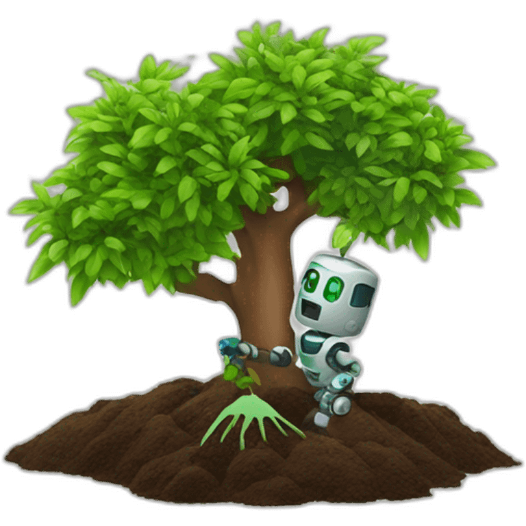 Robot planting tree emoji