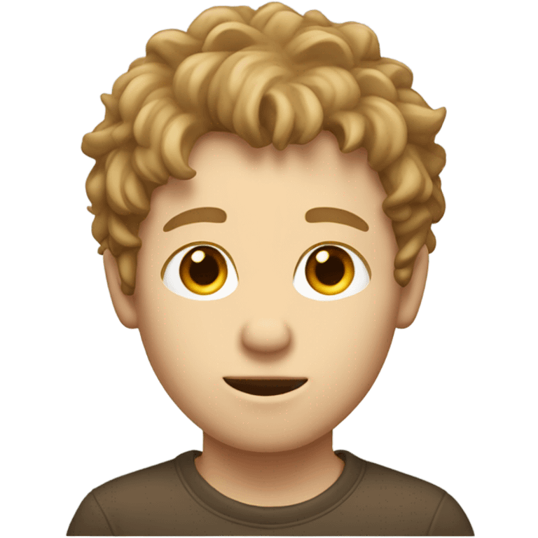 White boy, with light brown shaggy hair covering forehesd emoji