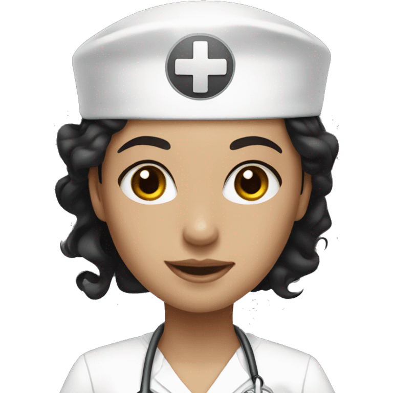 nurse white skin girl black hair emoji