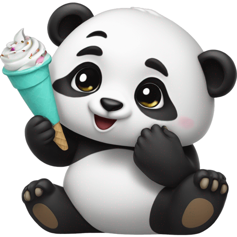 Panda eating ice cream emoji