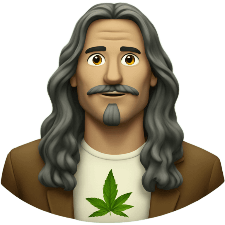 long haired man smoking a long backwoods filled with green tobacco emoji