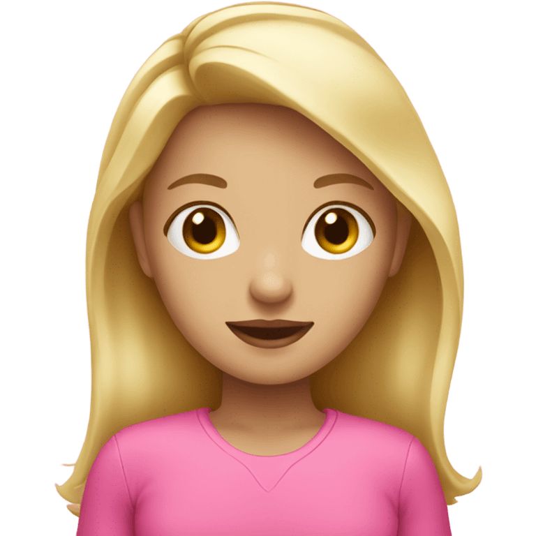 blonde girl wearing pink  emoji