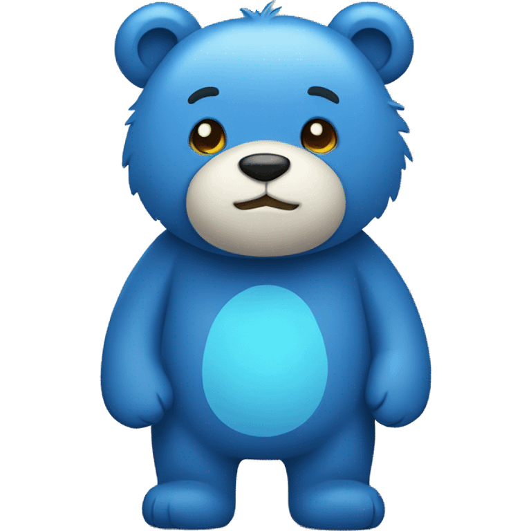 A bear that is the colored blue and saying the word hello  emoji