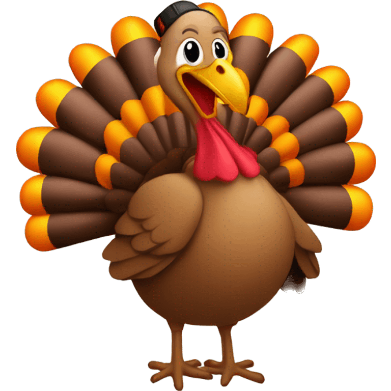 Turkey with ‘happy thanksgiving’ and pumpkins  emoji