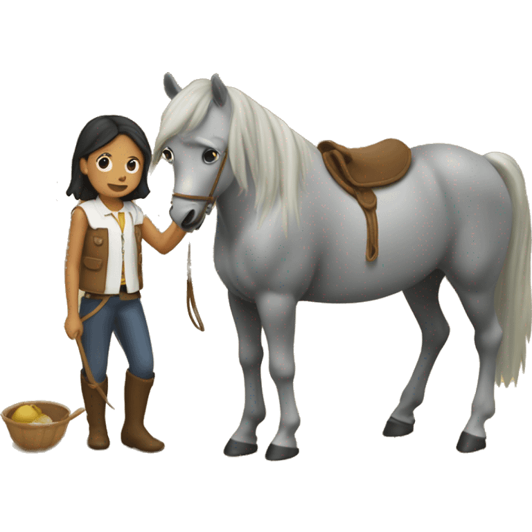 Niña  castaña montando a caballo emoji