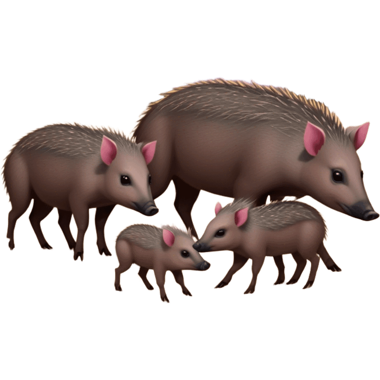 Circular picture of a javelina family foraging in the desert at sunset  emoji