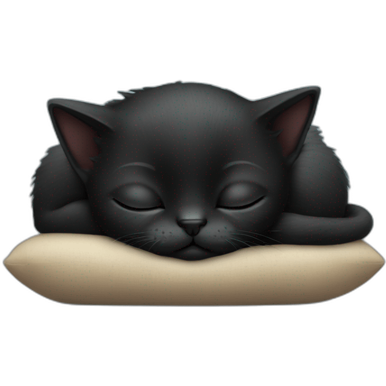 Cute black kitten sleeping emoji