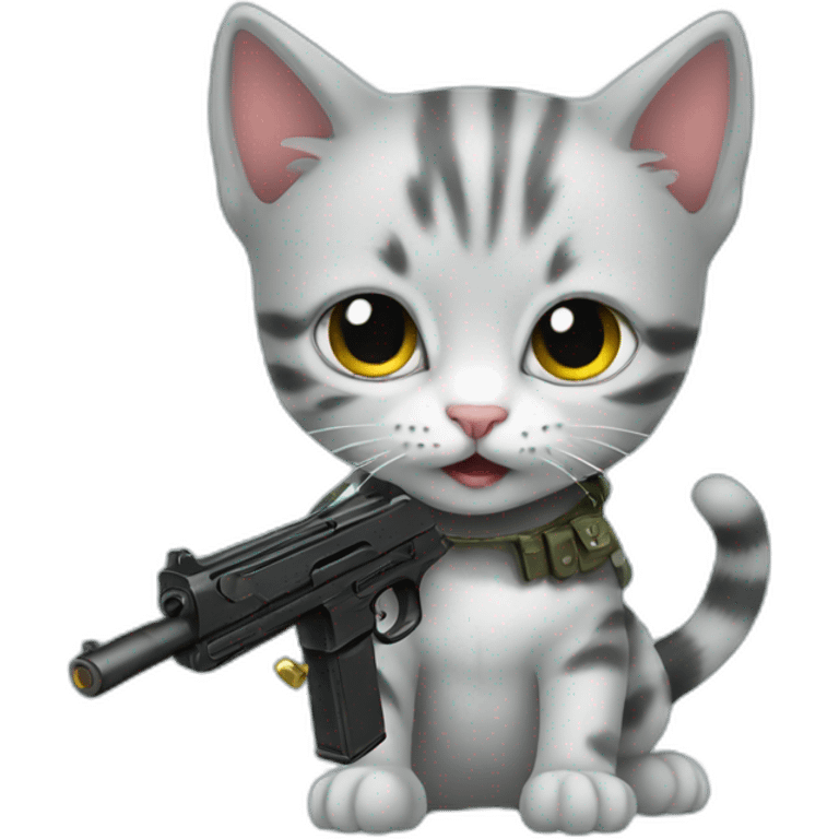 kitten with a gun emoji