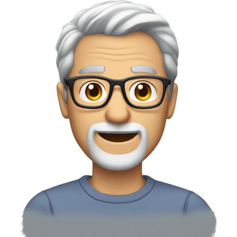 smiling Mature man with gray hair and beard and glasses emoji