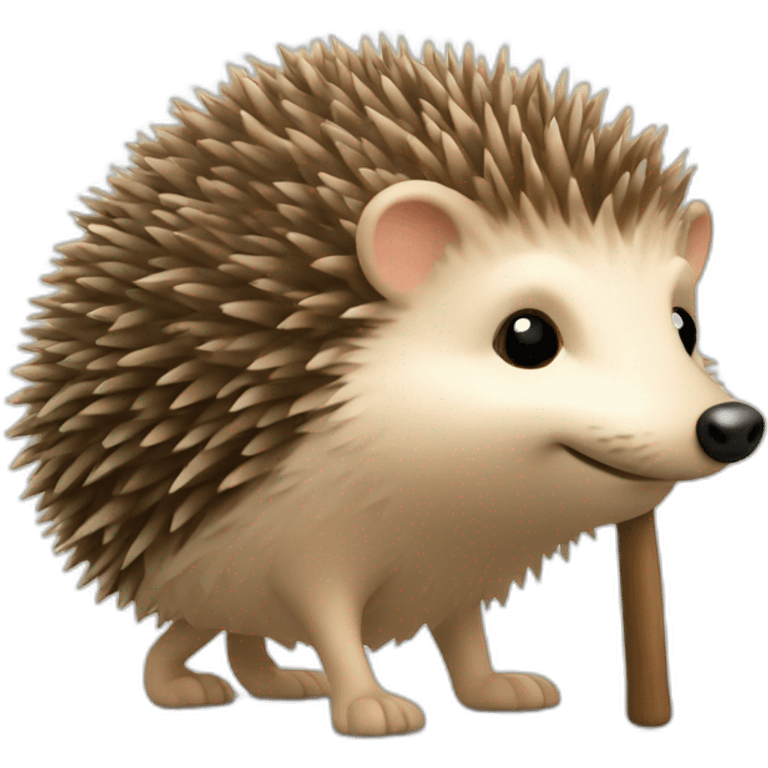 hedgehog walks with a stick emoji