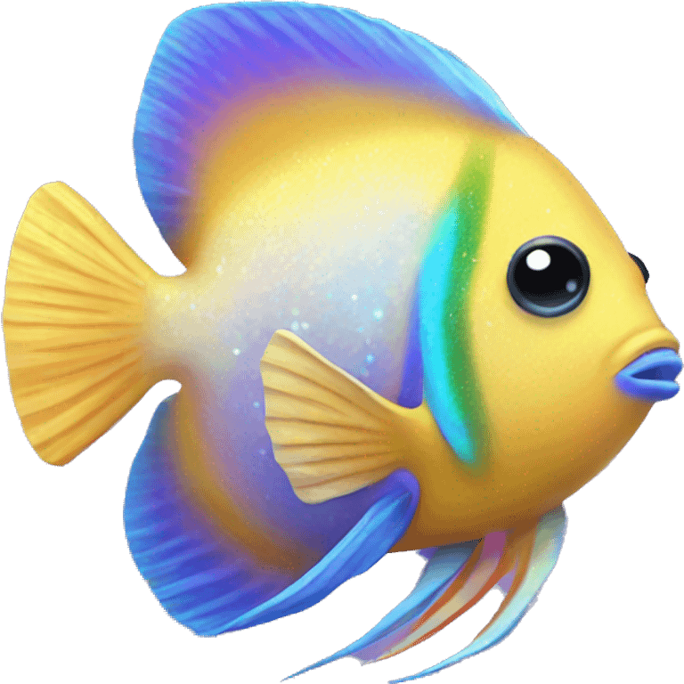 Two Kawaii angel fish with many colors and glitter  emoji