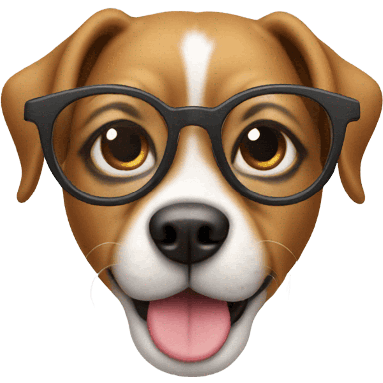 Dog wearing glasses emoji