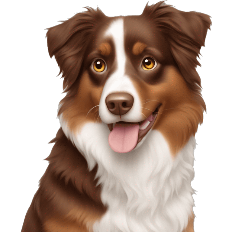 Red tri Australian shepherd half white face half brown face emoji